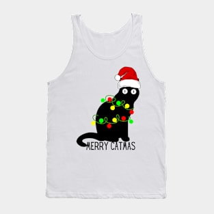 Merry Catmas Black Cat Christmas Tank Top